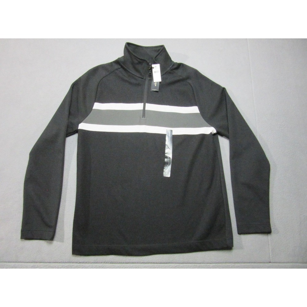 Banana Republic Shirt Mens Large Black 1/4 Zip Performance Wear Striped New